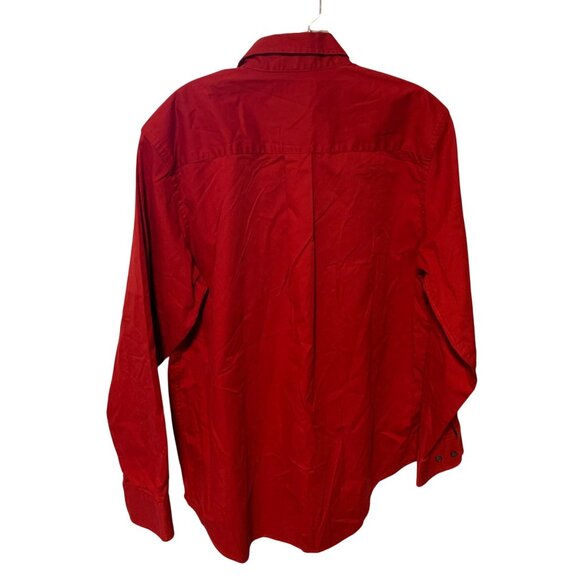 Croft & Barrow Mens Size Medium Red Long Sleeve Button Up Shirt Wrinkle Resistan - Picture 3 of 3